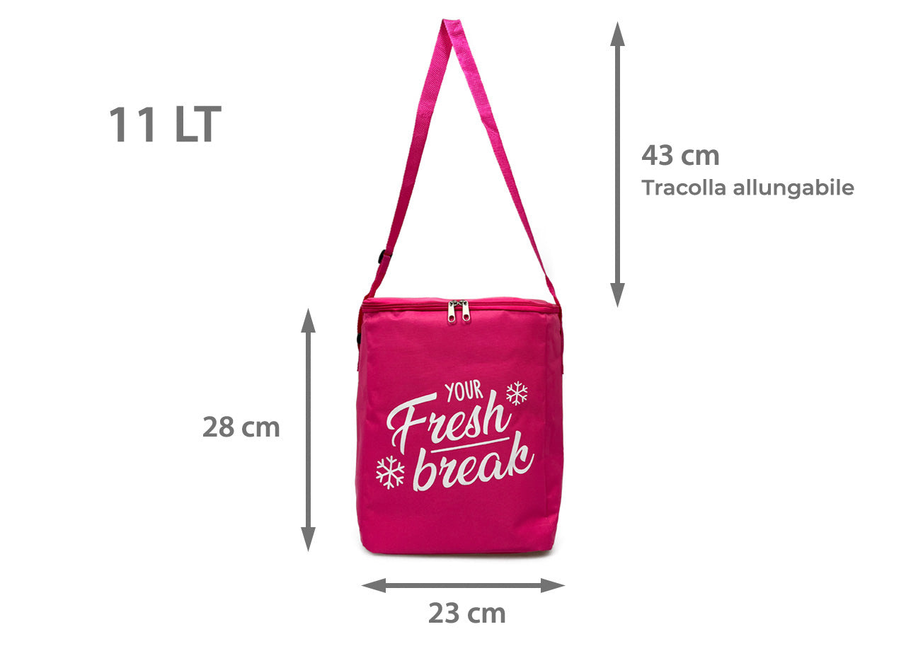 Borsa Termica Frigo Porta Pranzo Spiaggia Lavoro Scuola Modello Fresh Break - 11L - Fucsia