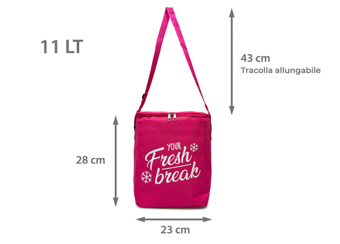 Borsa Termica Frigo Porta Pranzo Spiaggia Lavoro Scuola Modello Fresh Break - 11L - Fucsia