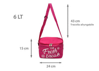 Borsa Termica Frigo Porta Pranzo Spiaggia Lavoro Scuola Modello Fresh Break - 6L - Fucsia