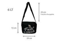 Borsa Termica Frigo Porta Pranzo Spiaggia Lavoro Scuola Modello Fresh Break - 6L - Nero