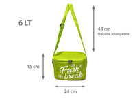 Borsa Termica Frigo Porta Pranzo Spiaggia Lavoro Scuola Modello Fresh Break - 6L - Verde Acido