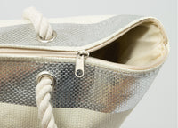 Borsa Mare Borsone Grande Spiaggia Piscina Beach Rigata Tamaulipas Con Zip