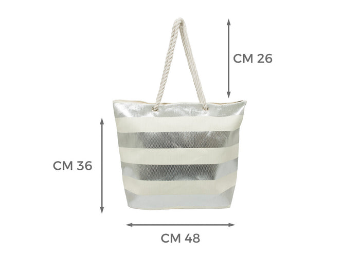 Borsa Mare Borsone Grande Spiaggia Piscina Beach Rigata Tamaulipas Con Zip