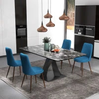Sedie da Cucina Imbottite, Set 4 Pezzi in Poliestere e Acciaio, 47x55x86 cm, Blu