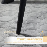 Set 2 Sedie da Cucina Imbottite e Salvaspazio con Gambe in Acciaio, 43x58x90 cm, Grigio e Nero