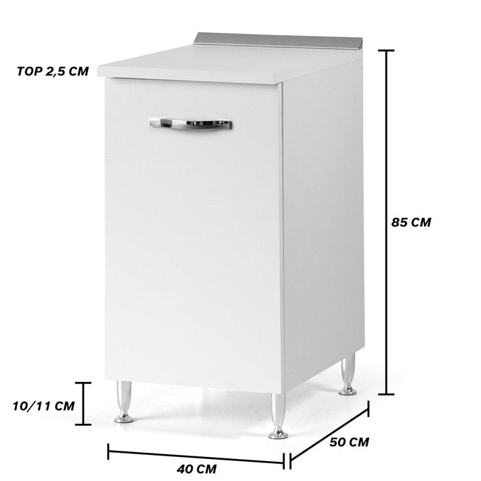 Base per cucina componibile da 40 cm con anta, realizzata in legno 100% MADE IN ITALY colore Bianco Frassino