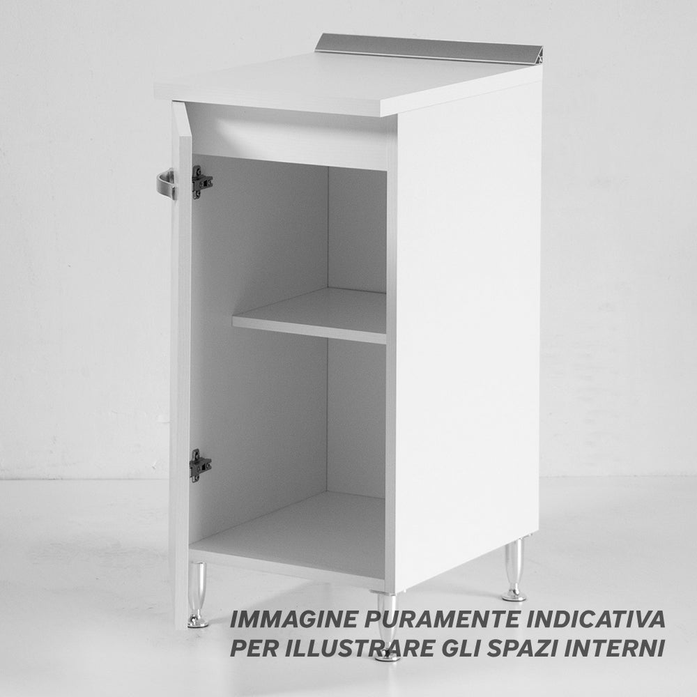 Base per cucina componibile da 40 cm con anta, realizzata in legno 100% MADE IN ITALY colore Cemento