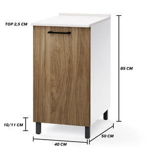 Base per cucina componibile da 40 cm con anta, realizzata in legno 100% MADE IN ITALY colore Noce