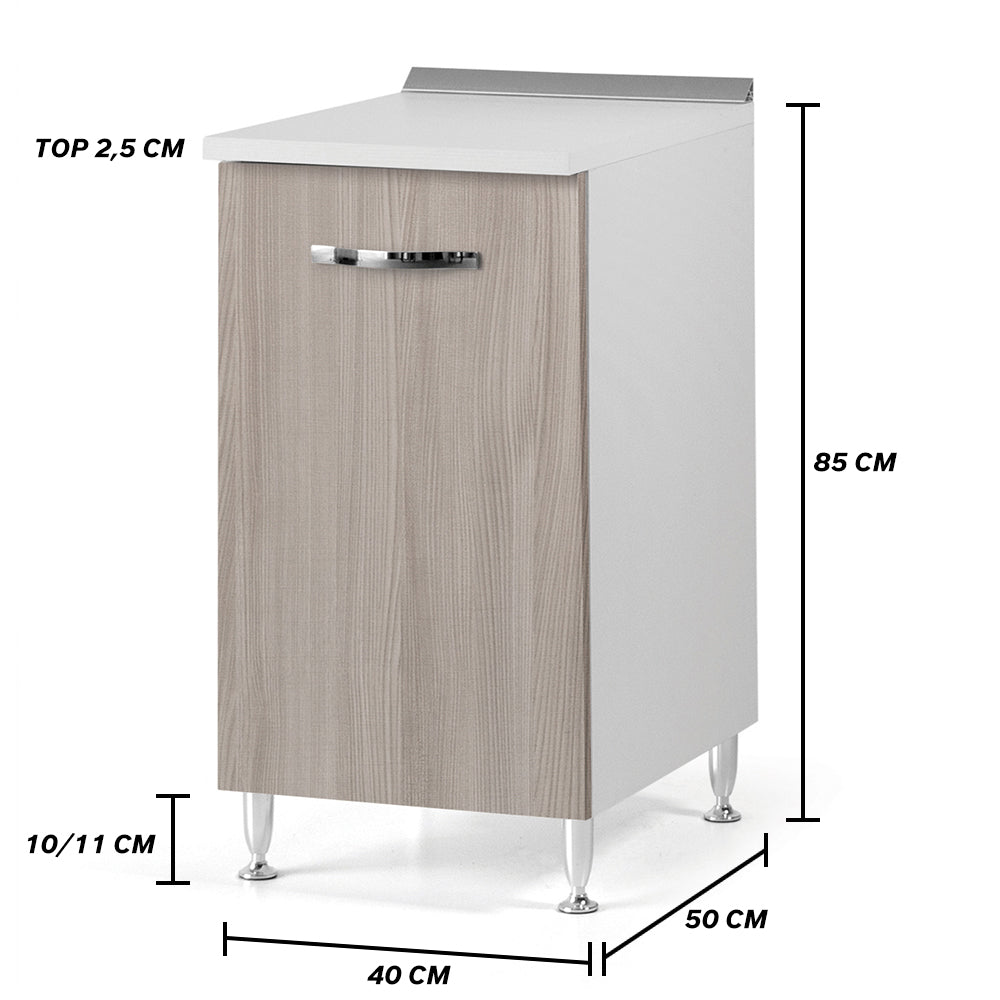 Base per cucina componibile da 40 cm con anta, realizzata in legno 100% MADE IN ITALY, colore Olmo