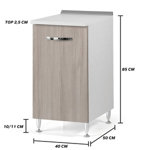 Base per cucina componibile da 40 cm con anta, realizzata in legno 100% MADE IN ITALY, colore Olmo