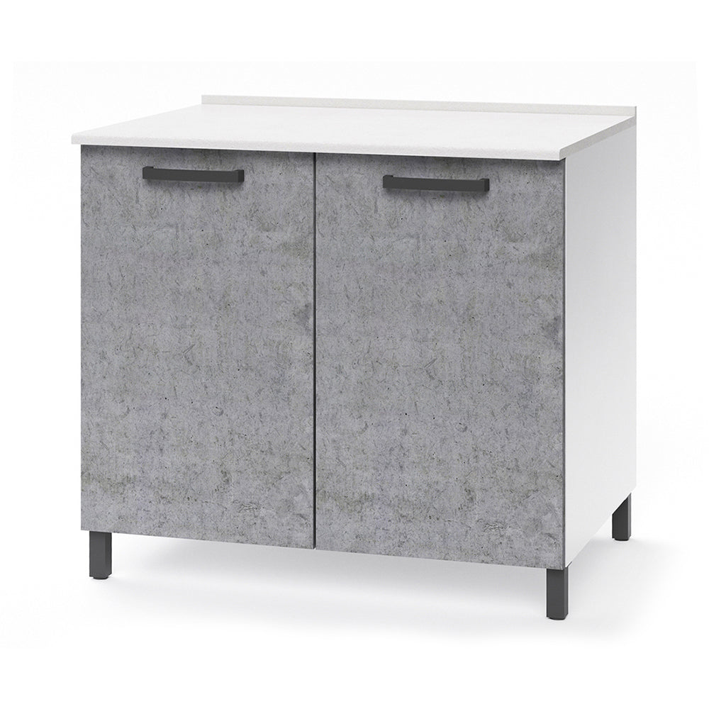 Base per cucina componibile da 80 cm con ante, realizzata in legno 100% MADE IN ITALY colore Cemento