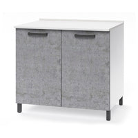 Base per cucina componibile da 80 cm con ante, realizzata in legno 100% MADE IN ITALY colore Cemento