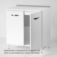 Base per cucina componibile da 80 cm con ante, realizzata in legno 100% MADE IN ITALY colore Cemento