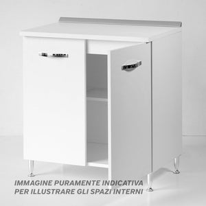 Base per cucina componibile da 80 cm con ante, realizzata in legno 100% MADE IN ITALY colore Olmo