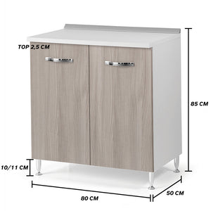 Base per cucina componibile da 80 cm con ante, realizzata in legno 100% MADE IN ITALY colore Olmo