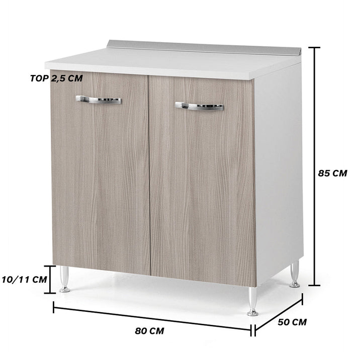 Base per cucina componibile da 80 cm con ante, realizzata in legno 100% MADE IN ITALY colore Olmo