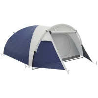 Tenda da Campeggio 3 4 Persone a Cupola Leggera e Ventilata con Porte con Zip, 320 x 240 x 130 cm Blu Scuro Grigio Chiaro