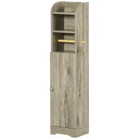kleankin Mobile Bagno in Truciolato con 2 Ripiani e Armadietto a 2 livelli, 23x18x100cm, Grigio