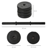 Set Manubri Palestra 20kg (4x2.5kg, 4x2kg) con 8 Dischi da 2kg, 2.5kg, Ø25mm, per Allenamento a Casa