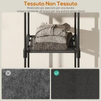 Guardaroba Portatile con 2 Aste e 6 Ripiani, in Tessuto non Tessuto, Plastica e Acciaio, 111x43x185 cm, Nero
