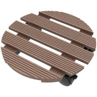 Set di 4 Supporti Rotondi Ø30 cm per Piante, Supporto Porta Vasi su Ruote per Interno ed Esterno, Marrone