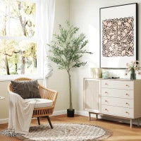 Pianta Artificiale di Olivo Alta 180 cm, Albero Finto con 900 Foglie e 40 Olive, Vaso Incluso