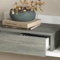 Mobile da Ingresso 2 in 1 con Specchio da Parete 75x3.5x75 cm e Cassetto 75x30.5x20 cm, Grigio e Bianco