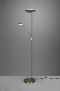 BRANTFORD PIANTANA LED 30W 3500lm- 6,5W 650lm, 2700+3200+4000K METALLO OTTONE ANTICATO CON LUCE DA LETTURA CON INTERRUTTORI TOUCH DIMMERABILE H. 180CM