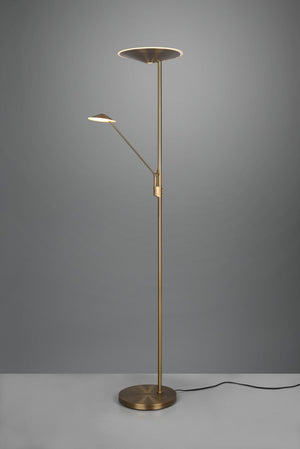 BRANTFORD PIANTANA LED 30W 3500lm- 6,5W 650lm, 2700+3200+4000K METALLO OTTONE ANTICATO CON LUCE DA LETTURA CON INTERRUTTORI TOUCH DIMMERABILE H. 180CM