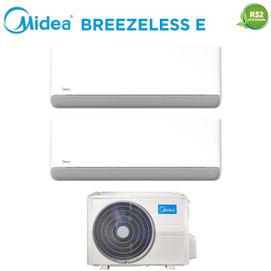Climatizzatore Condizionatore Midea Dual Split Inverter serie BREEZELESS E 9+9 con M2OG-14HFN8-Q R-32 Wi-Fi Integrato 9000+9000