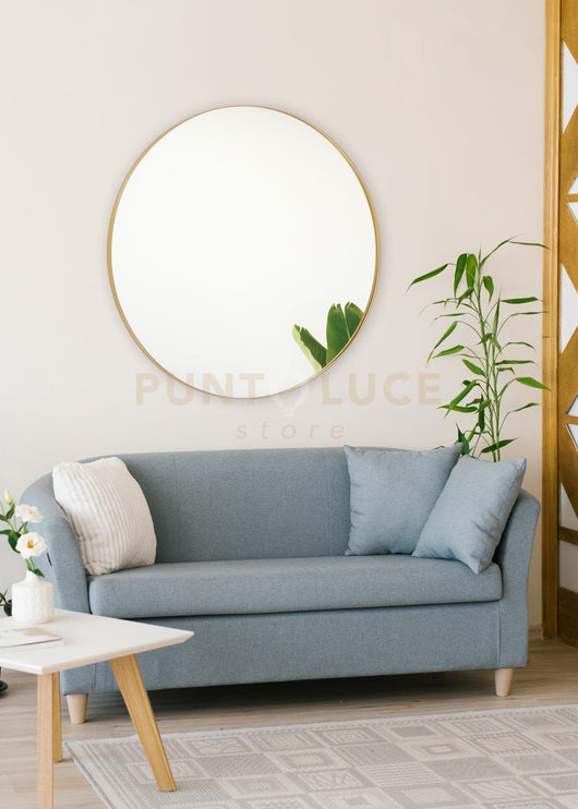 BRITTA SPECCHIO DA PARETE ROTONDO CON CORNICE SPORGENTE D.110CM COLORE ORO