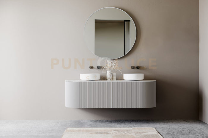 BRITTA SPECCHIO DA PARETE ROTONDO CON CORNICE SPORGENTE D.80CM ARGENTO