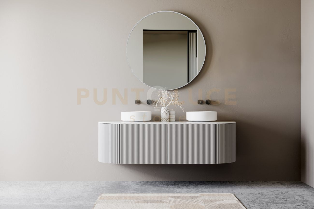 BRITNEY SPECCHIO DA PARETE ROTONDO CON CORNICE SPORGENTE D.80CM ARGENTO