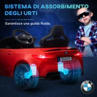 Macchina Elettrica per Bambini a Licenza BMW M4 con Telecomando, Clacson e Fari, 108x69.5x51 cm, Rossa
