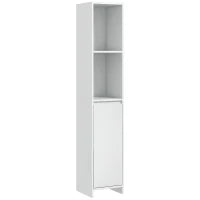 Colonna Bagno Salvaspazio con Armadietto e 2 Vani Aperti, 30x30x160cm, Bianco