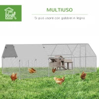 PawhutRecinto Gabbia per Galline in Metallo Galvanizzato Impermeabile, Pollaio con Porta e Copertura Oxford, 280x570x195cm