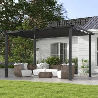 Pergola Gazebo 4x3 m con 8 Fori di Drenaggio, in Alluminio, Metallo e Poliestere, Grigio Scuro