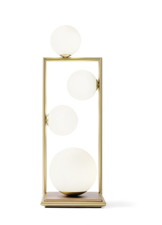 BUBLE LAMPADA DA TAVOLO 4 SFERE ORO SPAZZOLATO PARTICOLARI BRONZO ATTACCO G9 DIMMERABILE