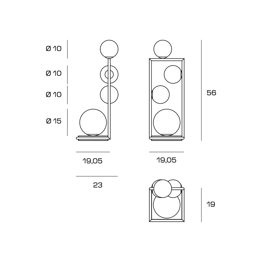 BUBLE LAMPADA DA TAVOLO 4 SFERE ORO SPAZZOLATO PARTICOLARI BRONZO ATTACCO G9 DIMMERABILE