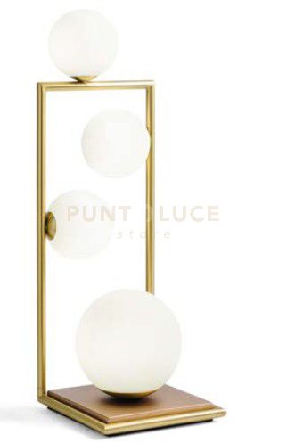 BUBLE LAMPADA DA TAVOLO 4 SFERE ORO SPAZZOLATO PARTICOLARI BRONZO ATTACCO G9 DIMMERABILE