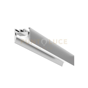 BUCAREST G - PROFILO IN ALLUMINIO SEZIONABILE CON DIFFUSORE AD INCASTRO BIANCO PARETE/SOFFITTO/SOSPENSIONE MT2 COLORE ARGENTO