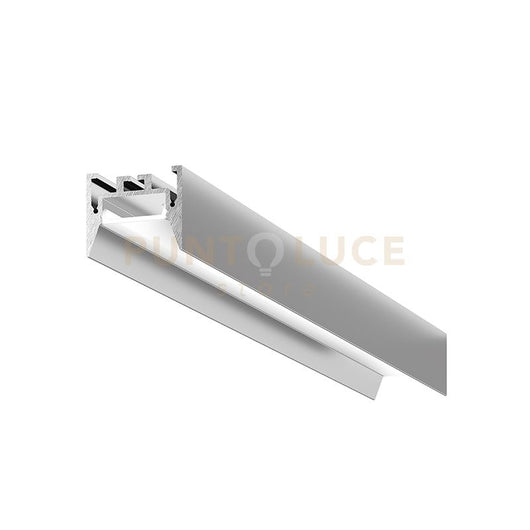 BUCAREST G - PROFILO IN ALLUMINIO SEZIONABILE CON DIFFUSORE AD INCASTRO BIANCO PARETE/SOFFITTO/SOSPENSIONE MT2 COLORE ARGENTO