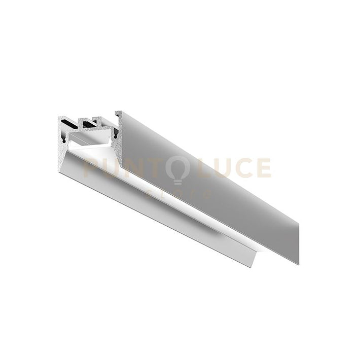 BUCAREST G - PROFILO IN ALLUMINIO SEZIONABILE CON DIFFUSORE AD INCASTRO BIANCO PARETE/SOFFITTO/SOSPENSIONE MT2 COLORE ARGENTO