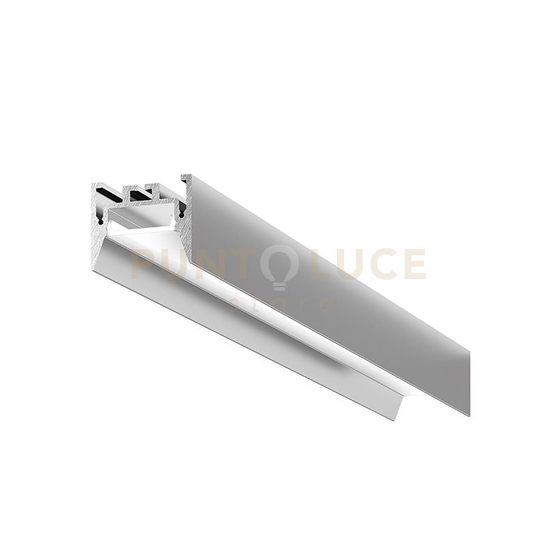 BUCAREST G - PROFILO IN ALLUMINIO SEZIONABILE CON DIFFUSORE AD INCASTRO BIANCO PARETE/SOFFITTO/SOSPENSIONE MT2 COLORE ARGENTO