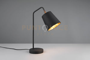 BUDDY LAMPADA DA TAVOLO METALLO NERO CON PARALUME NERO E ORO H. 45CM 1 LUCE ATTACCO E27