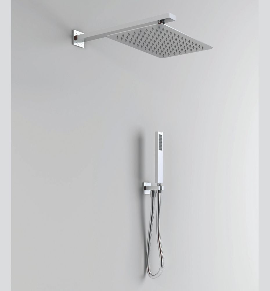 Kit doccia rettangolare 30x20 cm completo soffione braccio presa acqua doccetta laccio *** tipo di accessorio soffion...