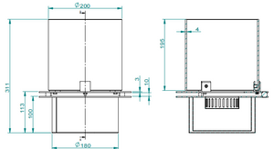Bruciatore tondo con vetro per camino a bioetanolo biocamino inox 1,5 lt d.25