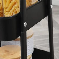 Carrello portaoggetti in acciaio con ruote e 3 ripiani, piano MDF, maniglie, 45L x 31P x 79,4A cm, Nero