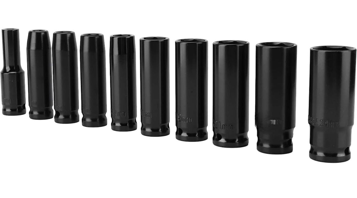 BUSSOLE BOCCOLE PER PISTOLA AVVITATORE PNEUMATICO SET 10 PZ 1/2" DA 8 A 24MM