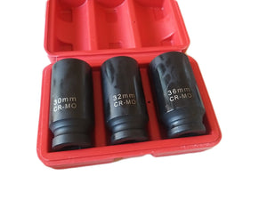 BUSSOLE BOCCOLE PER PISTOLA AVVITATORE PNEUMATICO SET 3 PZ 1/2" DA 30 A 36MM